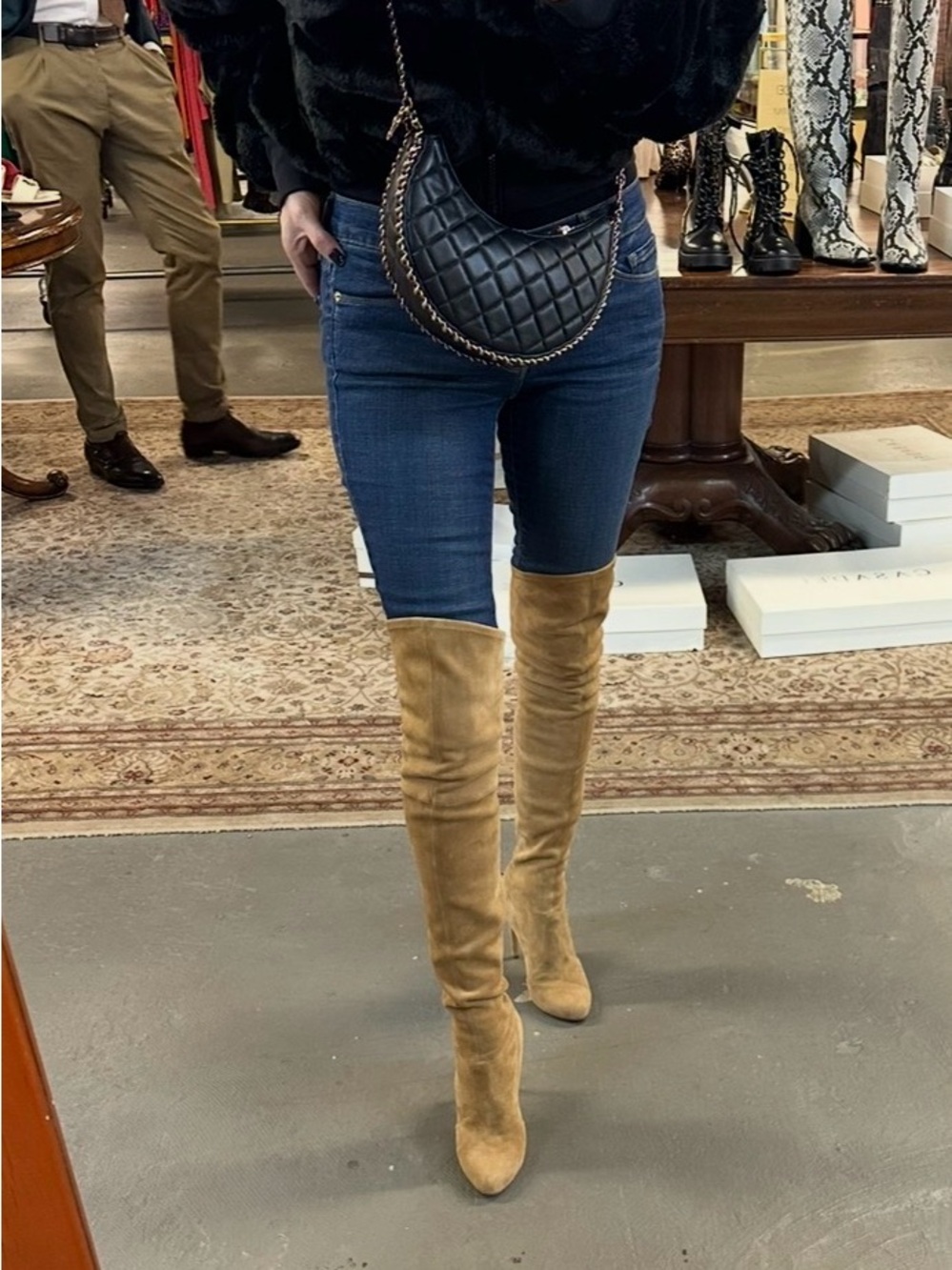Casadei Taupe Over-the-Knee Suede Stiletto Boots